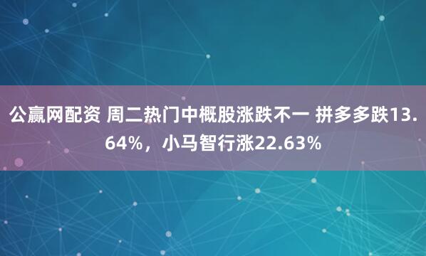 公赢网配资 周二热门中概股涨跌不一 拼多多跌13.64%，小马智行涨22.63%