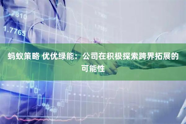 蚂蚁策略 优优绿能：公司在积极探索跨界拓展的可能性