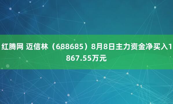 红腾网 迈信林（688685）8月8日主力资金净买入1867.55万元