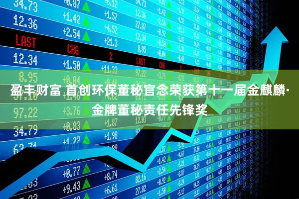 盈丰财富 首创环保董秘官念荣获第十一届金麒麟·金牌董秘责任先锋奖
